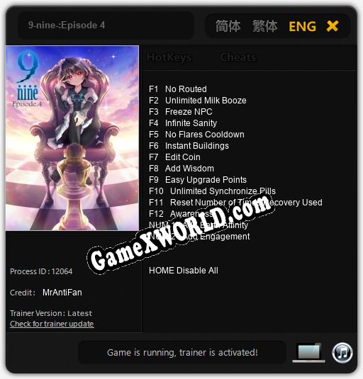Трейнер для 9-nine-:Episode 4 [v1.0.3]