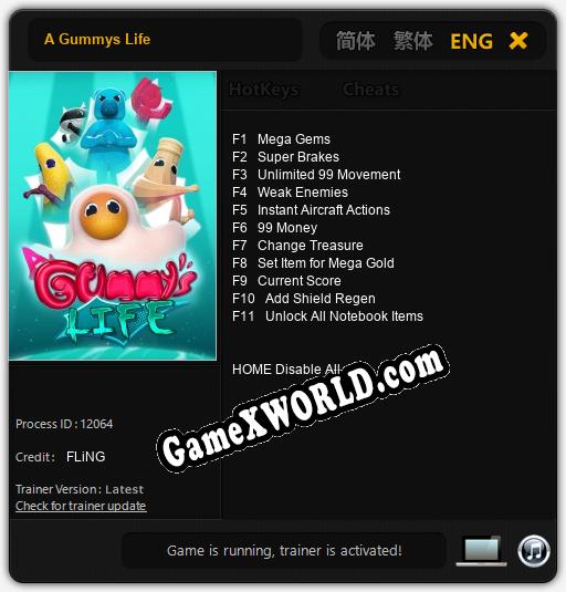 Трейнер для A Gummys Life [v1.0.5]