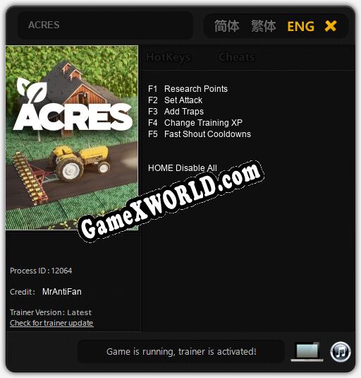 ACRES: ТРЕЙНЕР И ЧИТЫ (V1.0.80)