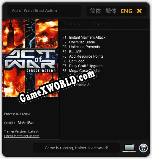 Act of War: Direct Action: Читы, Трейнер +8 [MrAntiFan]