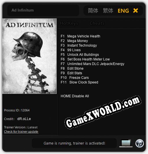 Ad Infinitum: Читы, Трейнер +11 [dR.oLLe]