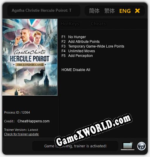 Трейнер для Agatha Christie Hercule Poirot: The London Case [v1.0.5]