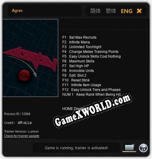 Agrav: Трейнер +13 [v1.2]
