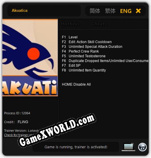 Трейнер для Akuatica [v1.0.2]