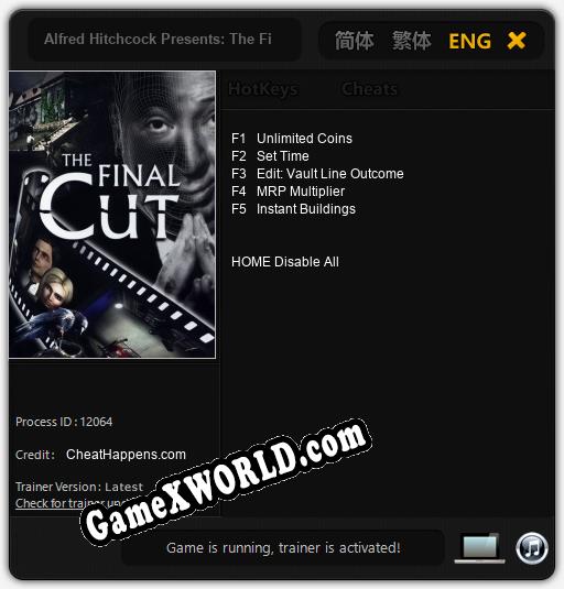 Alfred Hitchcock Presents: The Final Cut: ТРЕЙНЕР И ЧИТЫ (V1.0.49)
