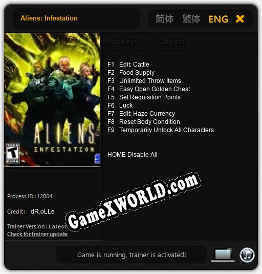 Aliens: Infestation: Читы, Трейнер +9 [dR.oLLe]