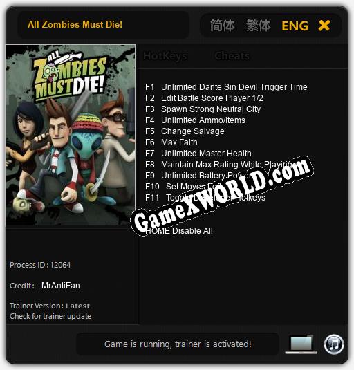 Трейнер для All Zombies Must Die! [v1.0.6]