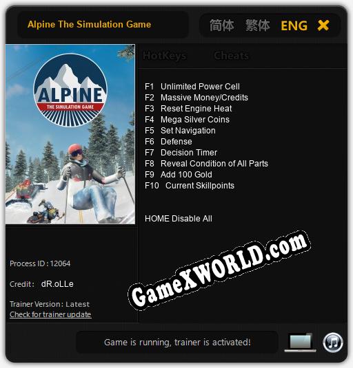 Трейнер для Alpine The Simulation Game [v1.0.6]
