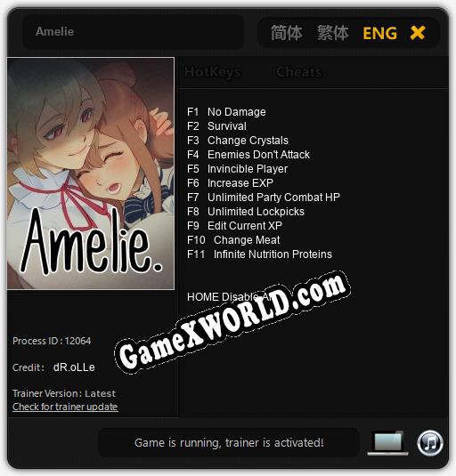 Amelie: Читы, Трейнер +11 [dR.oLLe]