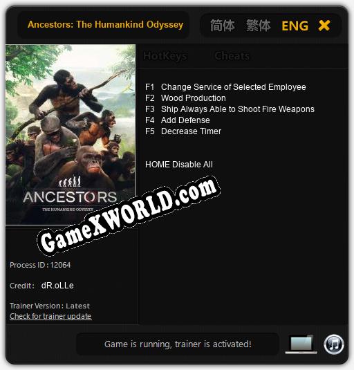 Трейнер для Ancestors: The Humankind Odyssey [v1.0.5]