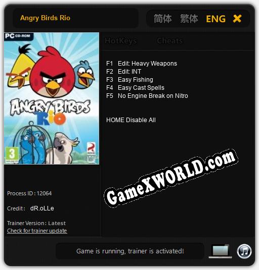 Трейнер для Angry Birds Rio [v1.0.7]