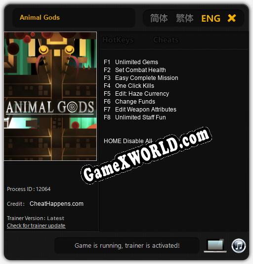 Animal Gods: Трейнер +8 [v1.6]