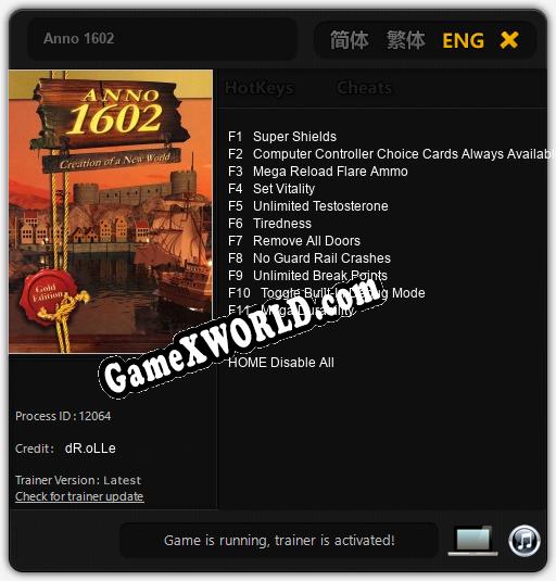 Трейнер для Anno 1602 [v1.0.3]