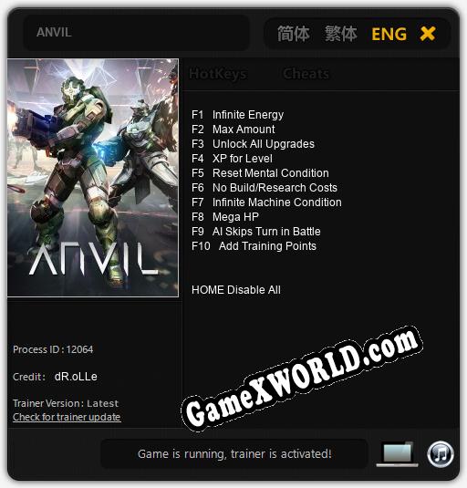 ANVIL: Читы, Трейнер +10 [dR.oLLe]