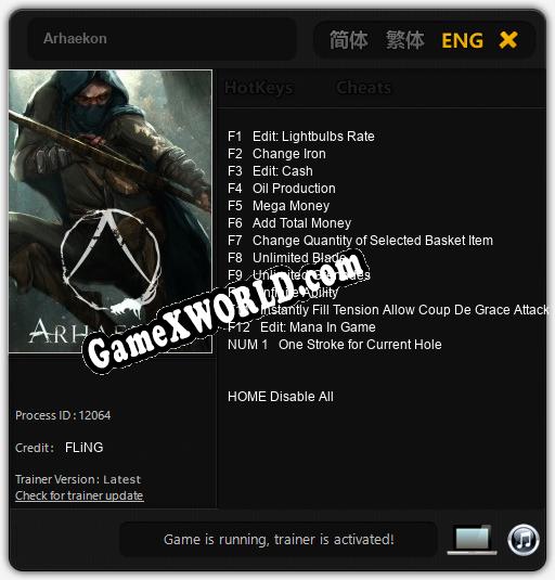 Трейнер для Arhaekon [v1.0.8]