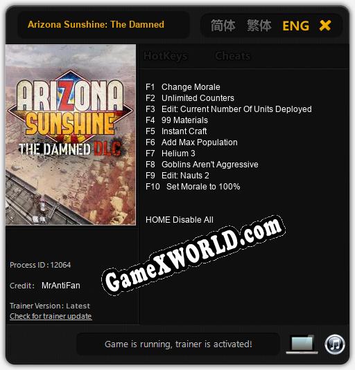 Трейнер для Arizona Sunshine: The Damned [v1.0.4]