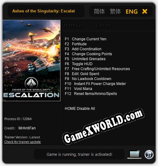 Ashes of the Singularity: Escalation: Трейнер +12 [v1.3]
