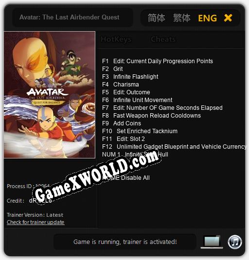 Avatar: The Last Airbender Quest for Balance: Читы, Трейнер +13 [dR.oLLe]
