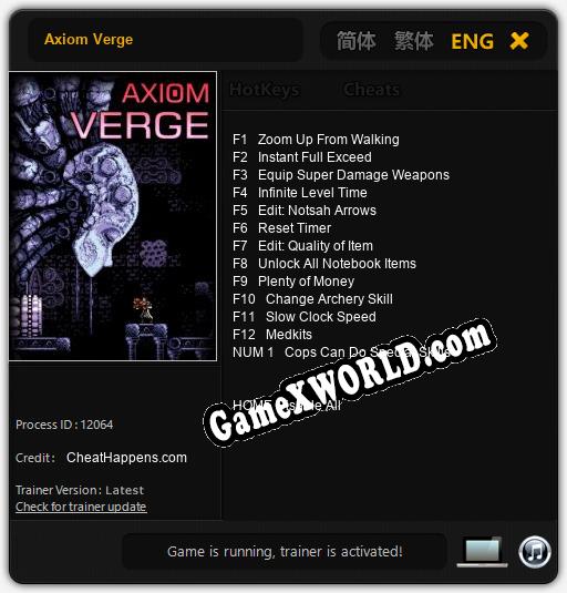 Axiom Verge: ТРЕЙНЕР И ЧИТЫ (V1.0.50)