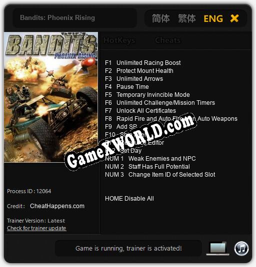 Bandits: Phoenix Rising: ТРЕЙНЕР И ЧИТЫ (V1.0.29)