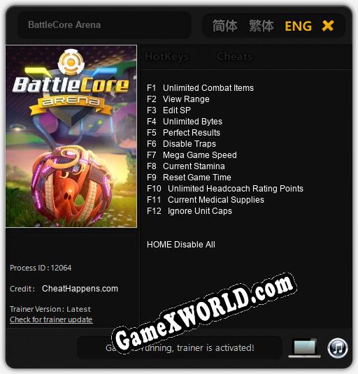 Трейнер для BattleCore Arena [v1.0.8]