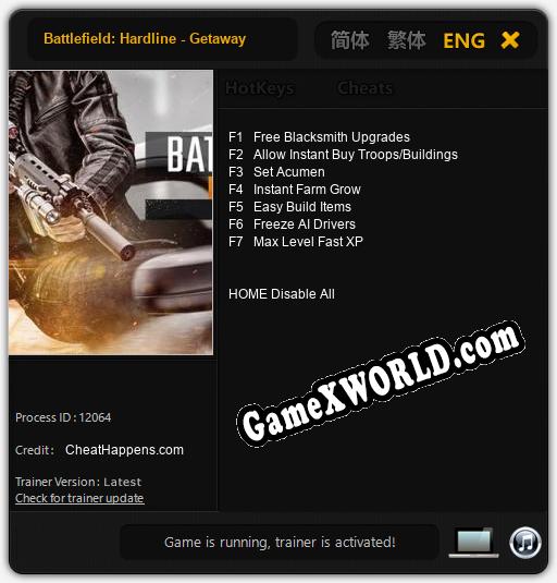 Трейнер для Battlefield: Hardline - Getaway [v1.0.1]