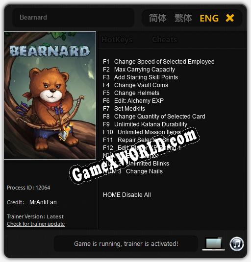 Bearnard: ТРЕЙНЕР И ЧИТЫ (V1.0.55)