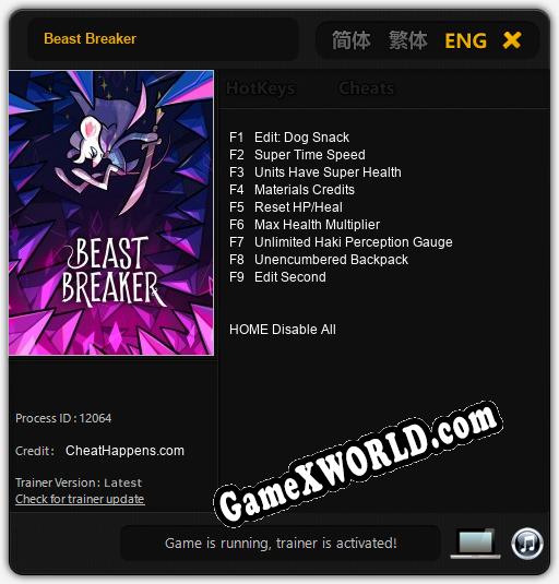 Трейнер для Beast Breaker [v1.0.4]