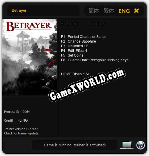 Трейнер для Betrayer [v1.0.3]