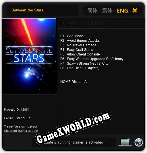 Between the Stars: Трейнер +8 [v1.4]