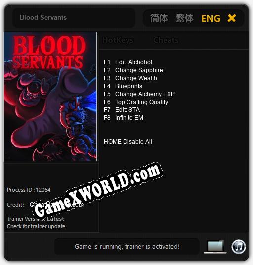 Blood Servants: Трейнер +8 [v1.3]