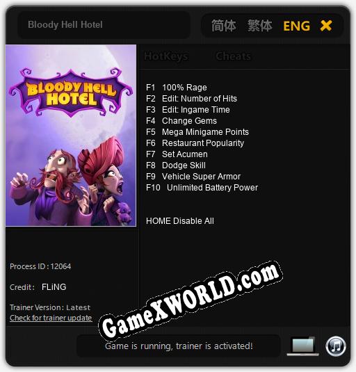 Bloody Hell Hotel: ТРЕЙНЕР И ЧИТЫ (V1.0.65)