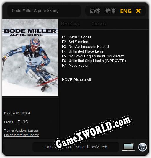 Bode Miller Alpine Skiing: Трейнер +7 [v1.3]