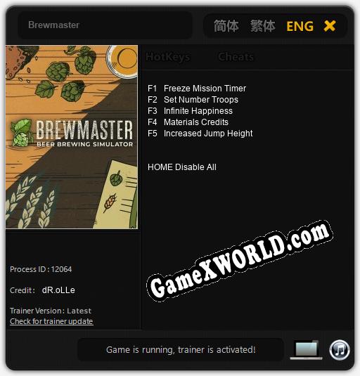 Brewmaster: Трейнер +8 [v1.3]