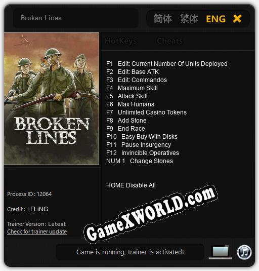 Трейнер для Broken Lines [v1.0.1]
