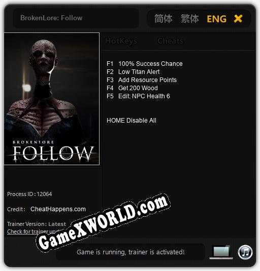 BrokenLore: Follow: Трейнер +5 [v1.9]