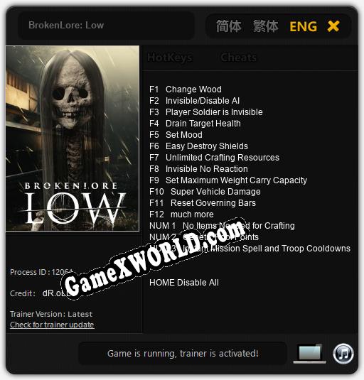 BrokenLore: Low: Трейнер +15 [v1.7]