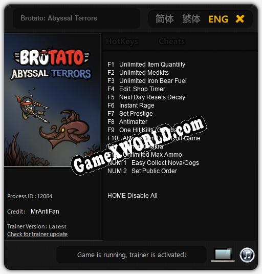 Brotato: Abyssal Terrors: ТРЕЙНЕР И ЧИТЫ (V1.0.79)