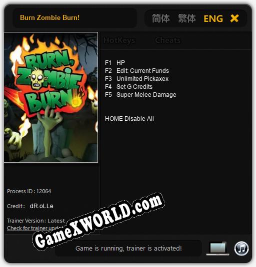 Burn Zombie Burn!: Читы, Трейнер +5 [dR.oLLe]