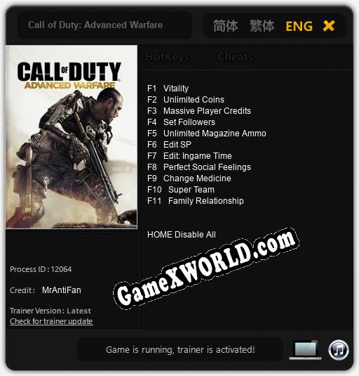 Трейнер для Call of Duty: Advanced Warfare [v1.0.2]