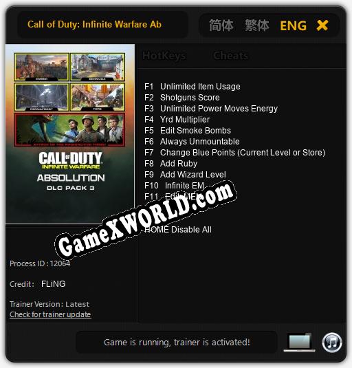 Трейнер для Call of Duty: Infinite Warfare Absolution [v1.0.1]