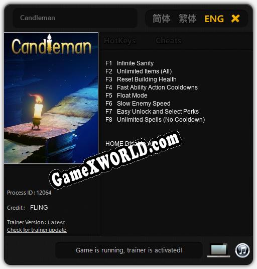 Трейнер для Candleman [v1.0.2]