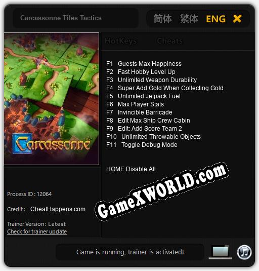 Трейнер для Carcassonne Tiles Tactics [v1.0.6]