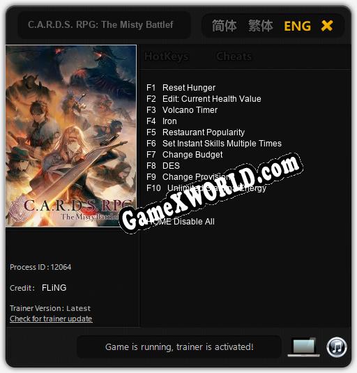 C.A.R.D.S. RPG: The Misty Battlefield: Трейнер +10 [v1.5]