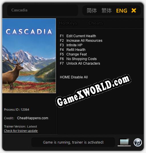 Cascadia: ТРЕЙНЕР И ЧИТЫ (V1.0.6)