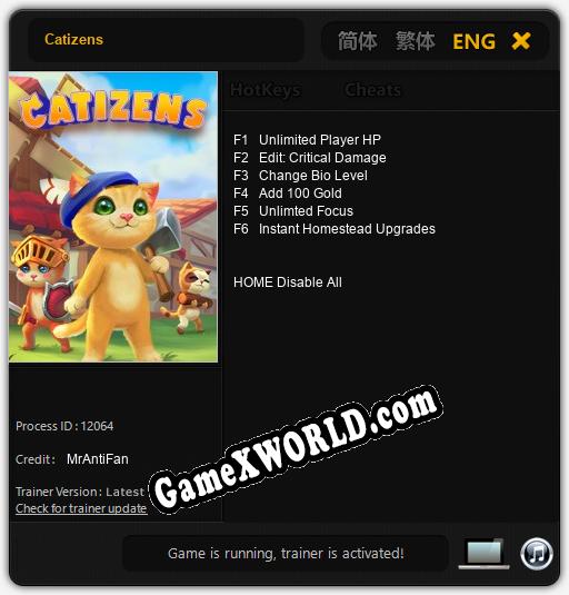 Catizens: Трейнер +6 [v1.1]
