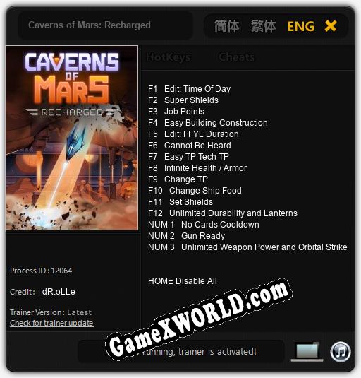 Трейнер для Caverns of Mars: Recharged [v1.0.6]