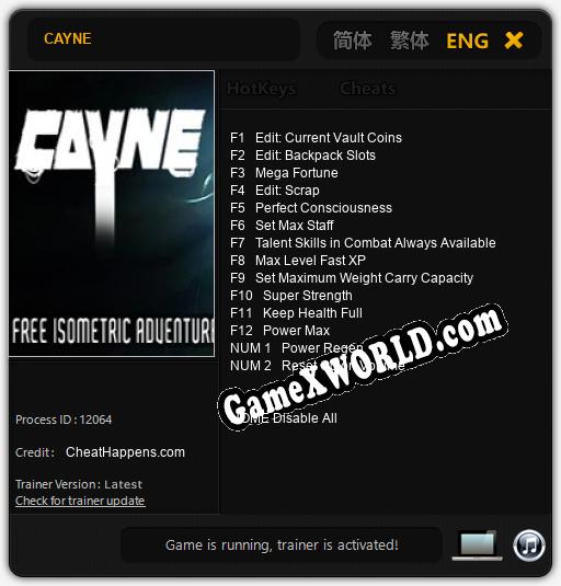 Трейнер для CAYNE [v1.0.5]