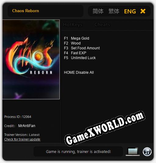 Chaos Reborn: Трейнер +5 [v1.2]