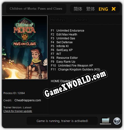 Трейнер для Children of Morta: Paws and Claws [v1.0.8]